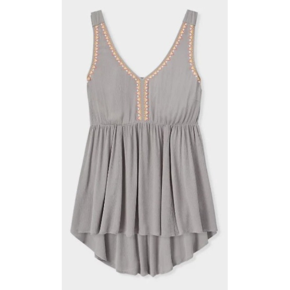 Torrid Crinkle Gauze Embroidered V-Neck Babydoll Top High Low Size 00 M/L 10